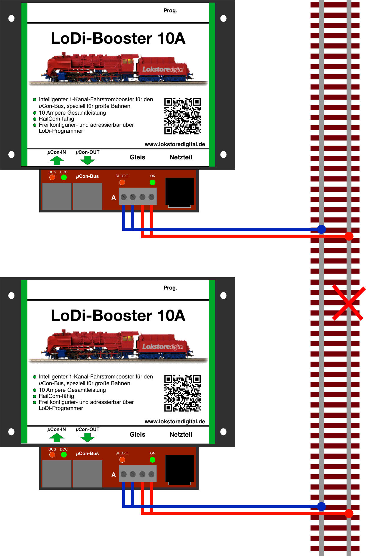 LoDi-Booster 10A — Connecting to the track