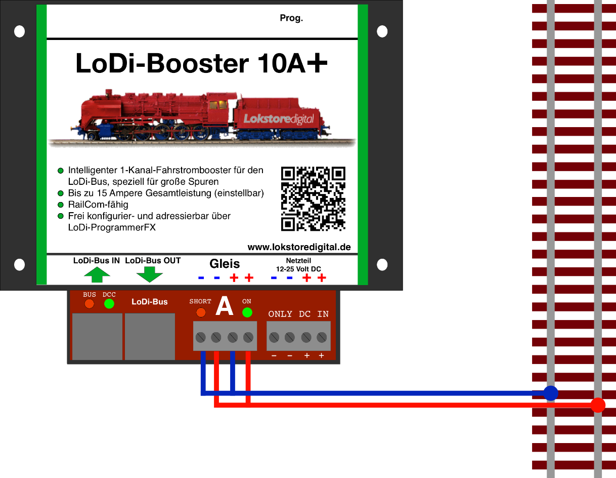 LoDi-Booster 10A+ — Connecting to the track