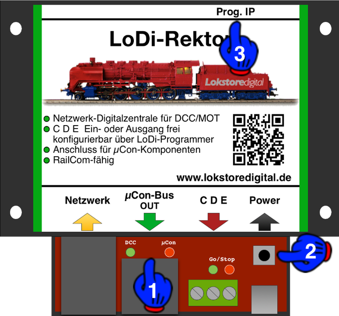 LoDi-Rektor — LEDs and buttons of the LoDi-Rektor