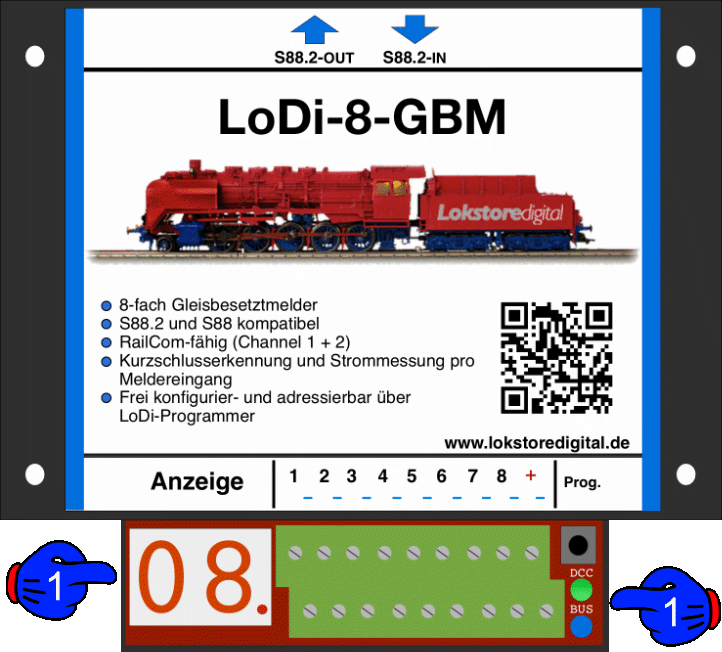 LoDi-8-GBM v2 — The LoDi-8-GBM v2 and its LEDs