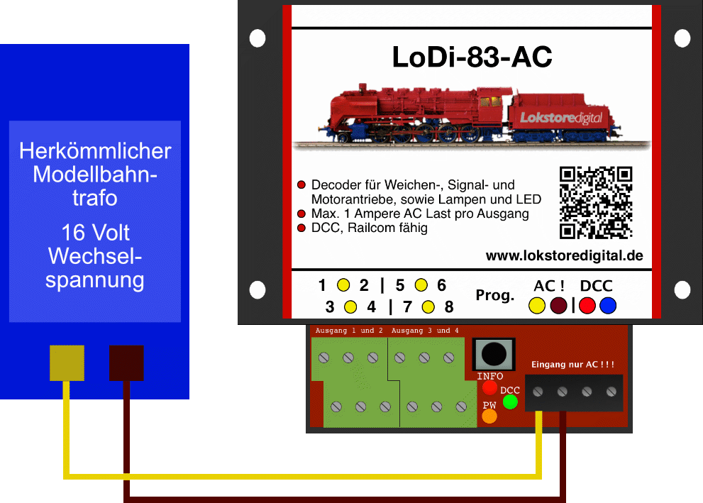 LoDi-83-AC — Connecting a model railway transformer