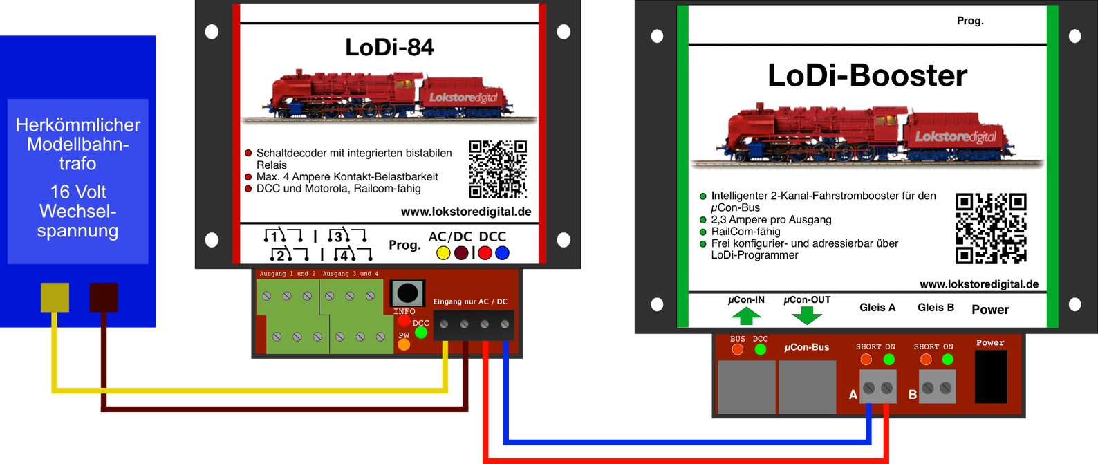 LoDi-84 — Connecting a model railway transformer and DCC