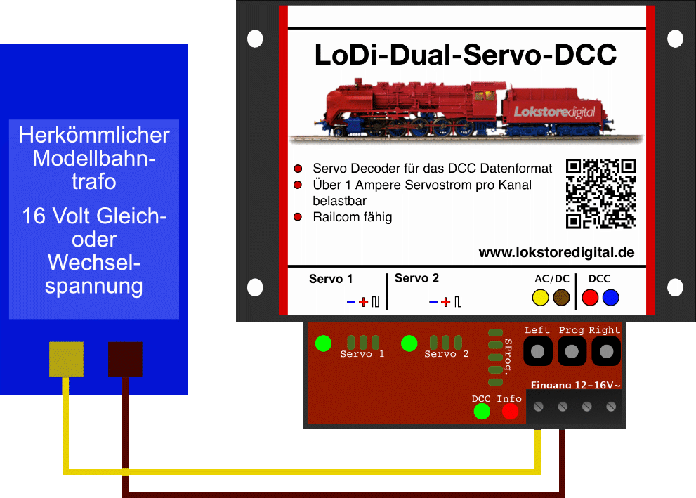 LoDi-Dual-Servo-DCC — Connecting a transformer and DCC
