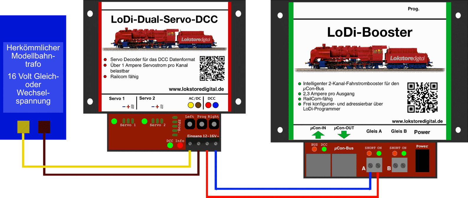LoDi-Dual-Servo-DCC — Connecting a transformer and DCC