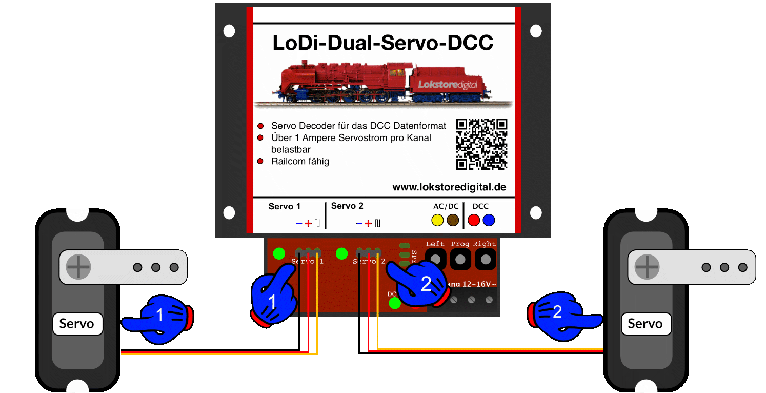 LoDi-Dual-Servo-DCC — Connecting the servos