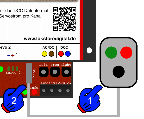 LoDi-Dual-Servo-DCC — Setting the servos with the buttons and the remote