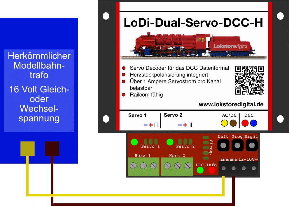 LoDi-Dual-Servo-DCC-H — Connecting a transformer and DCC