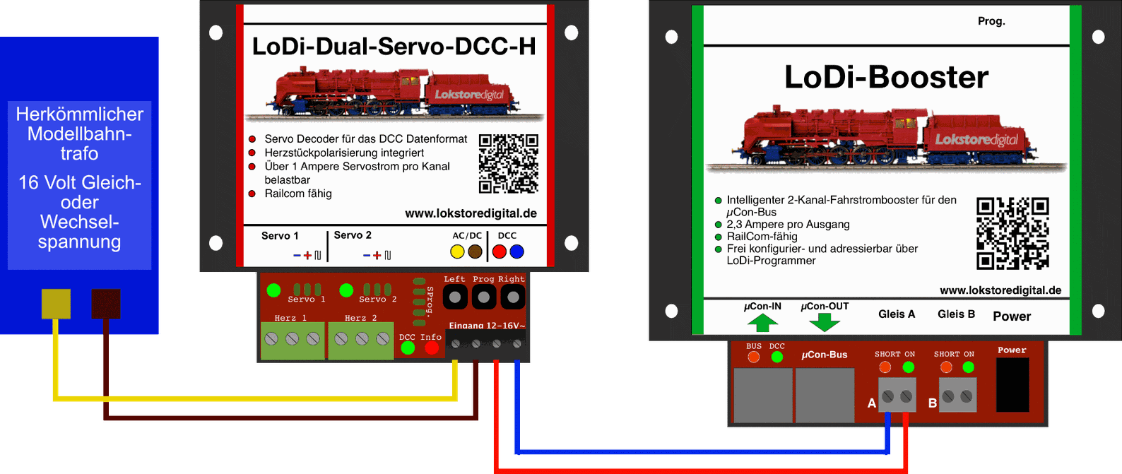 LoDi-Dual-Servo-DCC-H — Connecting a transformer and DCC