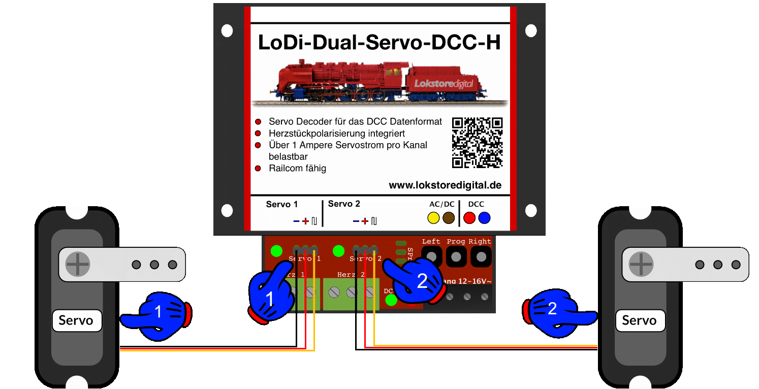 LoDi-Dual-Servo-DCC-H — Connecting the servos