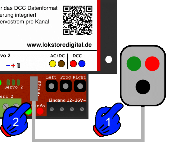 LoDi-Dual-Servo-DCC-H — Setting the servos with the buttons and the remote