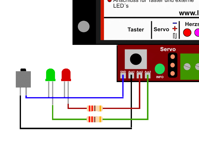 LoDi-Mono-Servo-DCC-H — GND = common, blue in the diagram.