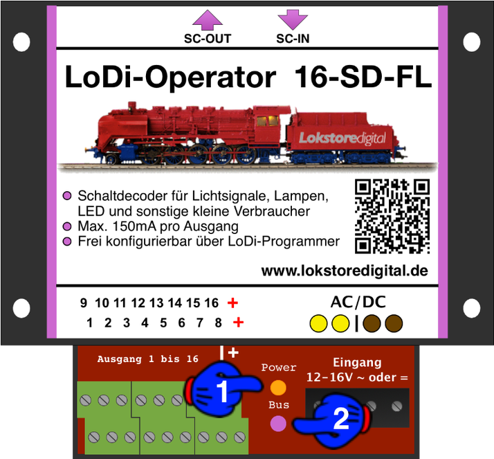 LoDi-Operator 16-SD-FL (1k) — LEDs on the LoDi-Operator 16-SD-FL (1k)