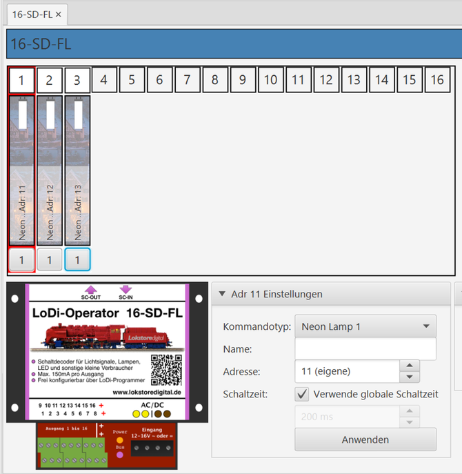LoDi-Operator 16-SD-FL (1k) — Connecting the LoDi-Operator 16-SD-FL (1k) to loads