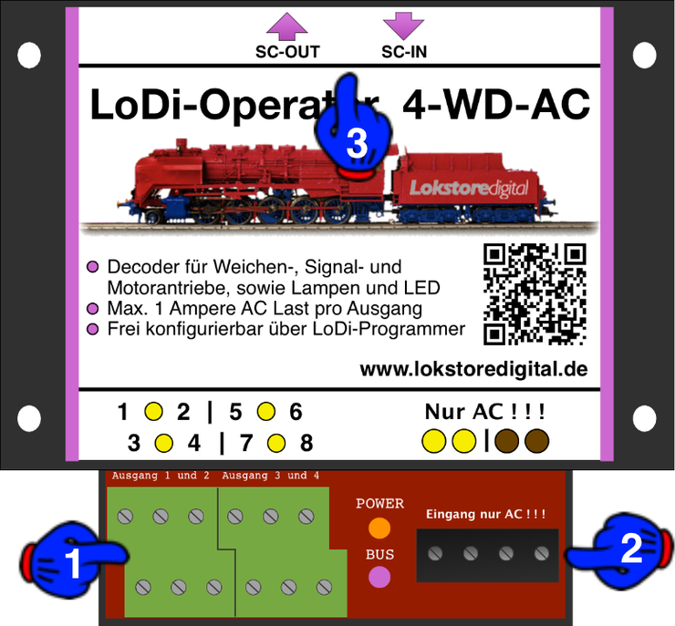 LoDi-Operator 4-WD-AC — The LoDi-Operator 4-WD-AC and its connections