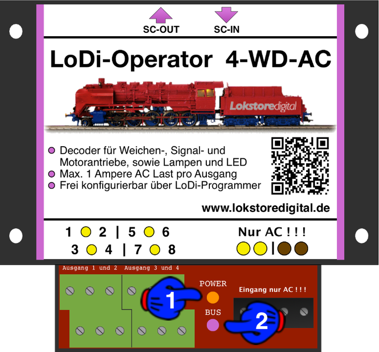 LoDi-Operator 4-WD-AC — LEDs on the LoDi-Operator 4-WD-AC