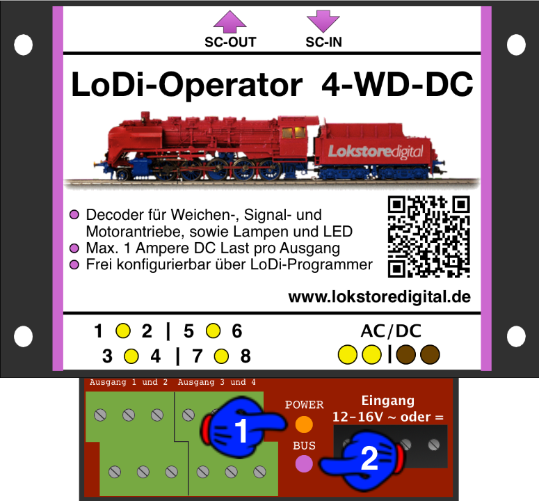 LoDi-Operator 4-WD-DC — LEDs on the LoDi-Operator 4-WD-DC
