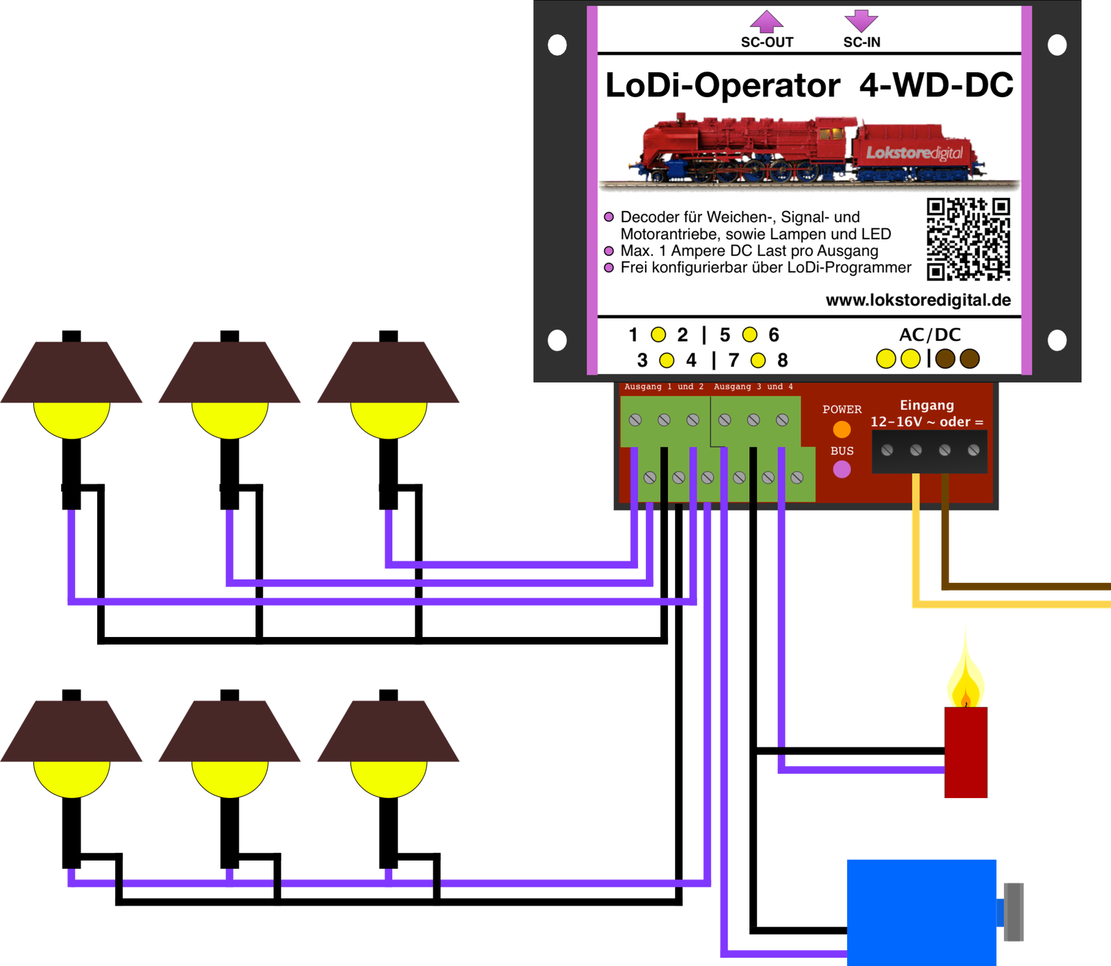 LoDi-Operator 4-WD-DC — Connecting the LoDi-Operator 4-WD-DC to other loads