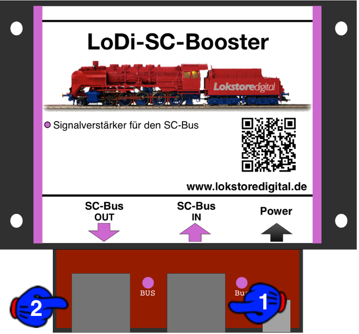 LoDi-SC-Booster — The LoDi-SC-Booster and its connections