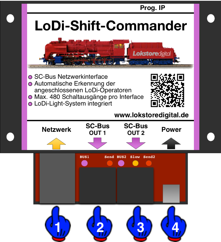 LoDi-Shift-Commander — The LoDi-Shift-Commander and its connections