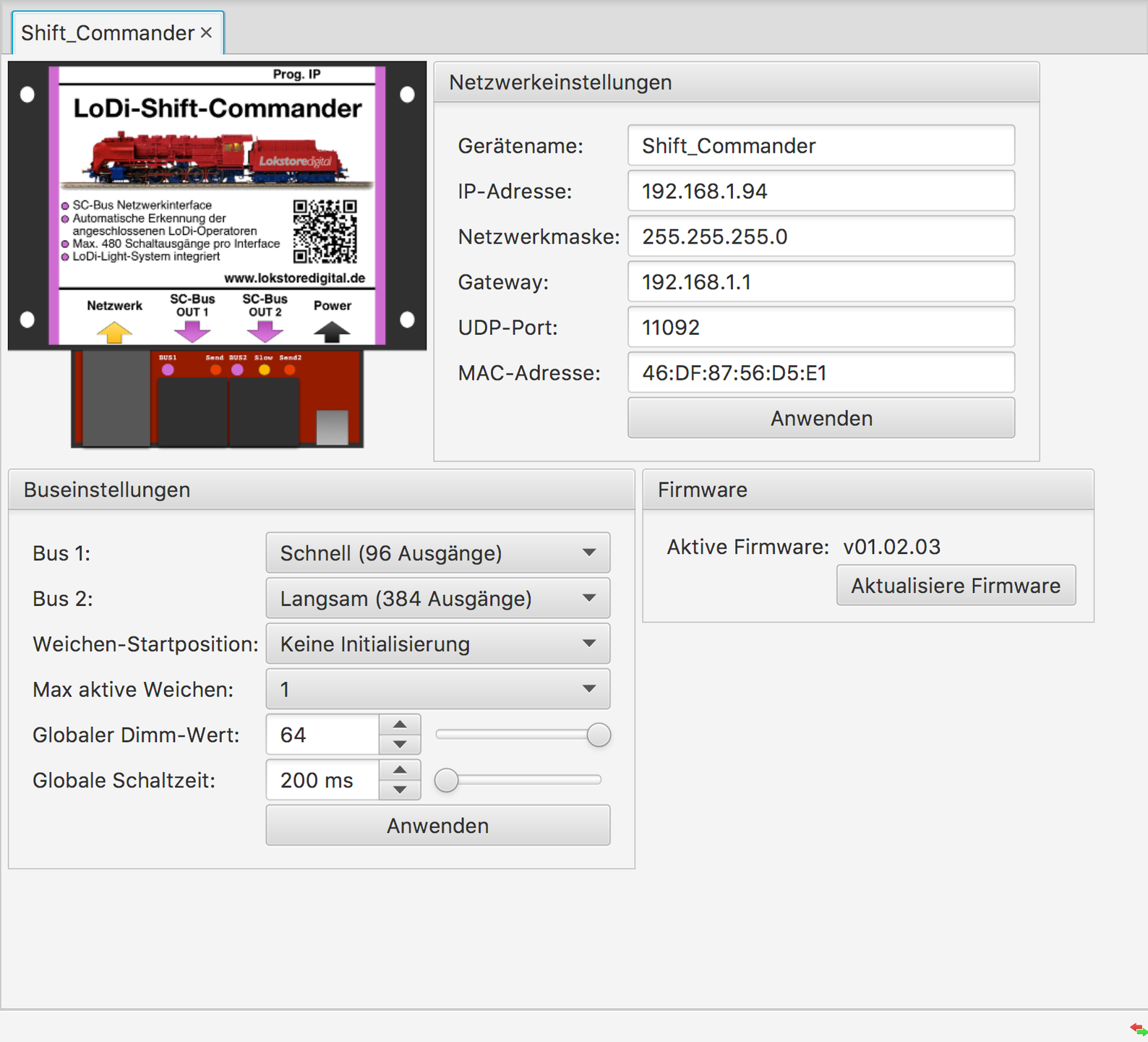 LoDi-Shift-Commander — Setting up the LoDi-Shift-Commander in the LoDi-ProgrammerFX