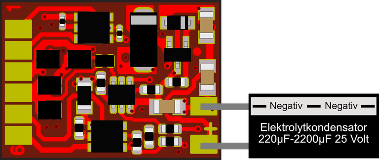 LoDi-RCS-Fun — Connecting a buffer capacitor or PowerPack (SPP) (optional)