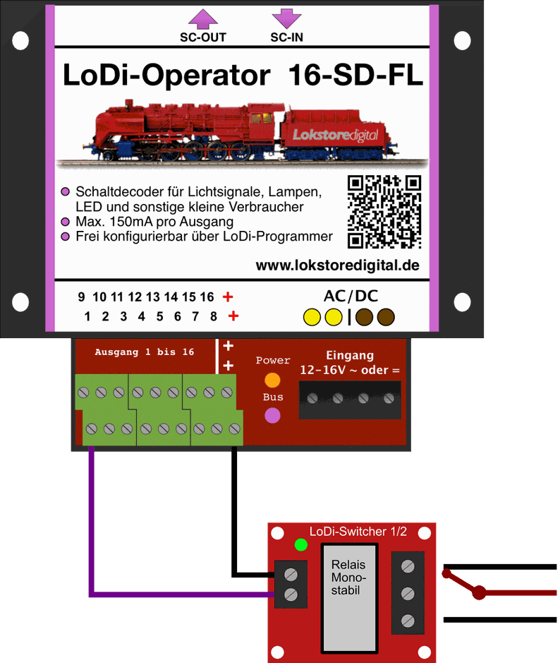 LoDi-Switcher — The LoDi-Switcher and its connections