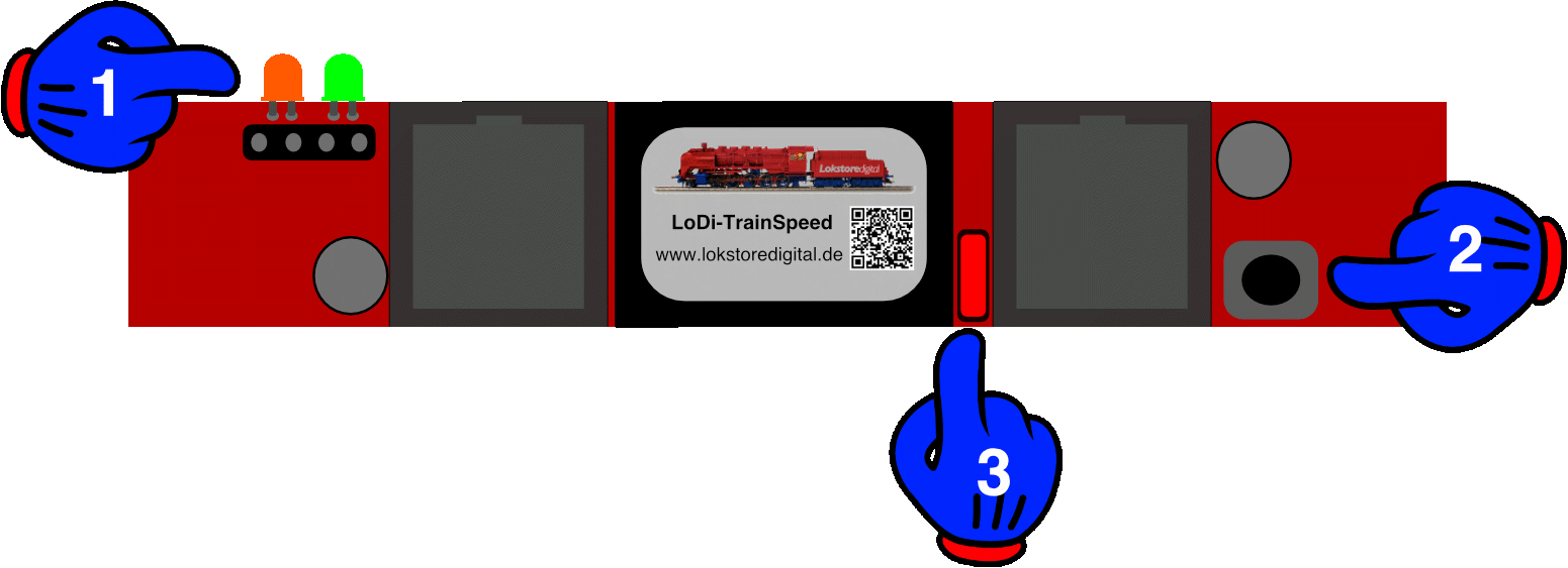LoDi-TrainSpeed — LEDs and button on the LoDi-TrainSpeed
