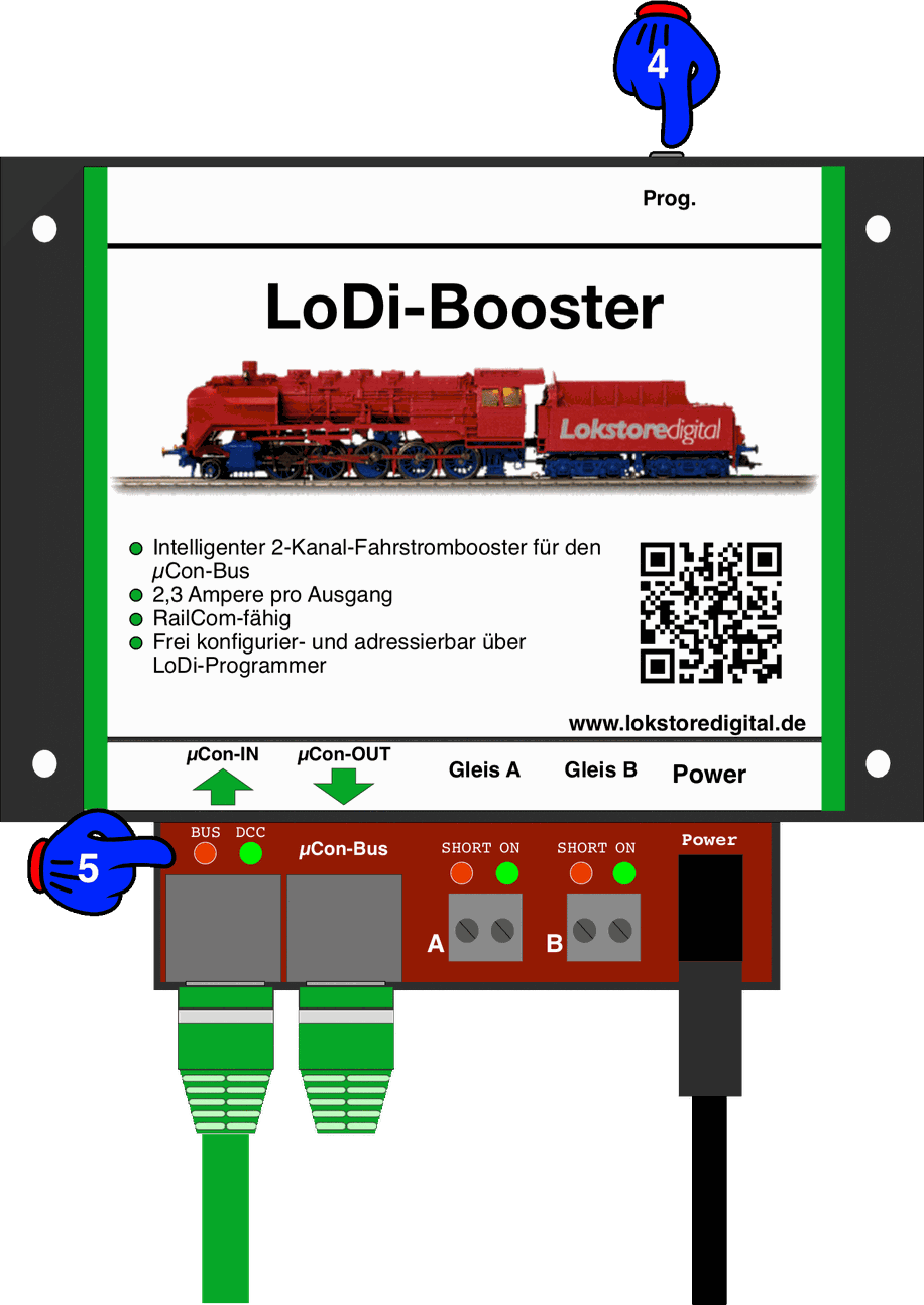 LoDi-Booster — Changing the LoDi-Booster's µCon bus address