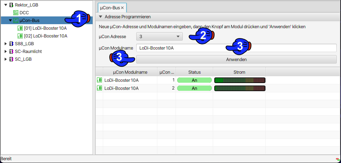LoDi-Booster 10A (+) — Changing the LoDi-Booster 10A's LoDi bus address