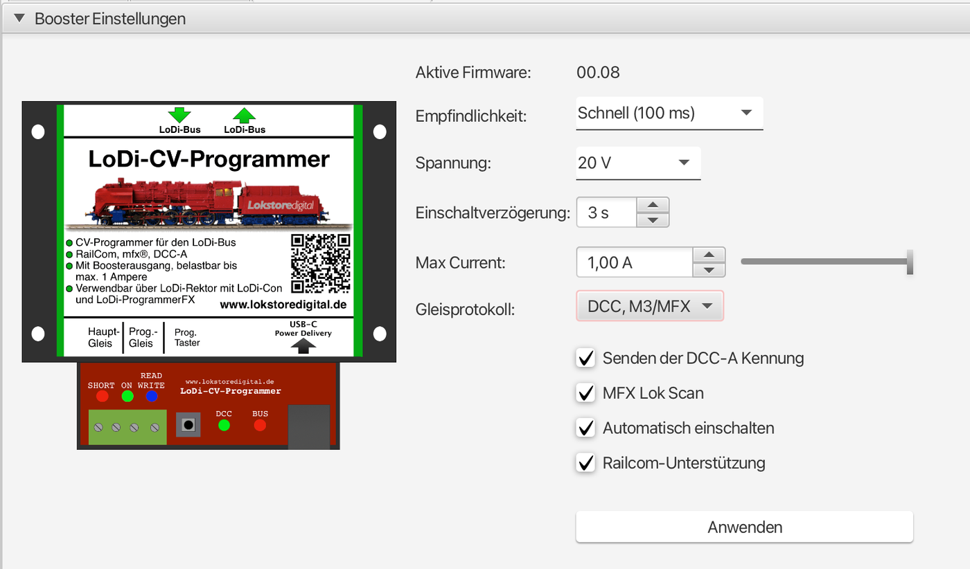 LoDi-CV-Programmer — The LoDi-CV-Programmer's settings
