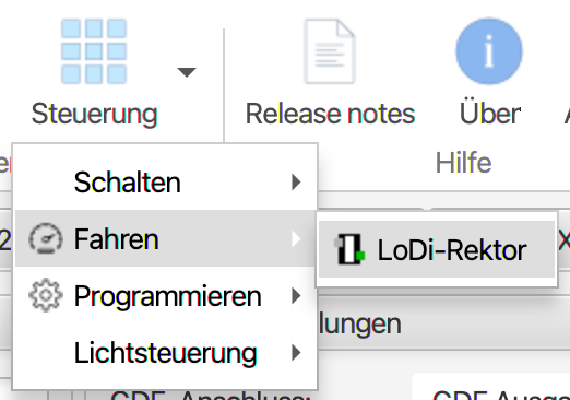 LoDi-Rektor — Driving, switching, CV programming