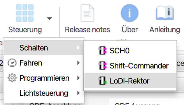 LoDi-Rektor — Driving, switching, CV programming