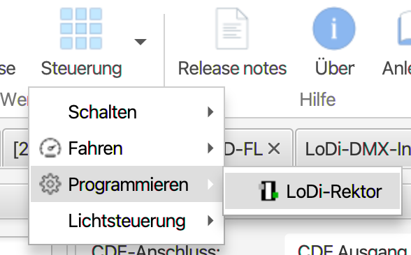 LoDi-Rektor — Driving, switching, CV programming