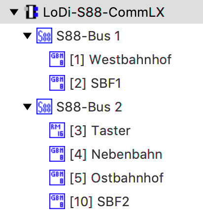 LoDi-S88-Commander LX — The device tree