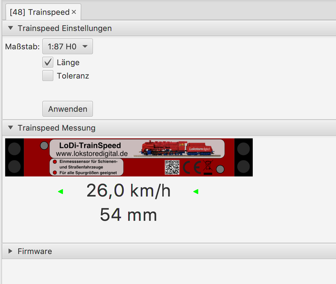 LoDi-TrainSpeed — The LoDi-TrainSpeed's settings